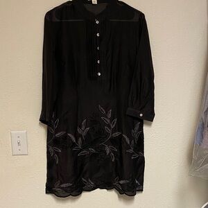Coldwater creek Elegant Black Embroidered Tunic